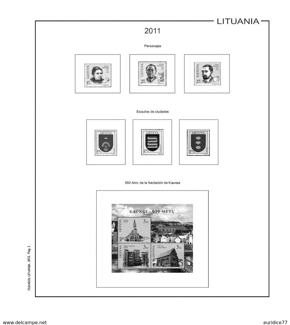 Suplemento Filkasol Lituania 2010-2015 + Filoestuches HAWID Transparentes - Pre-Impresas
