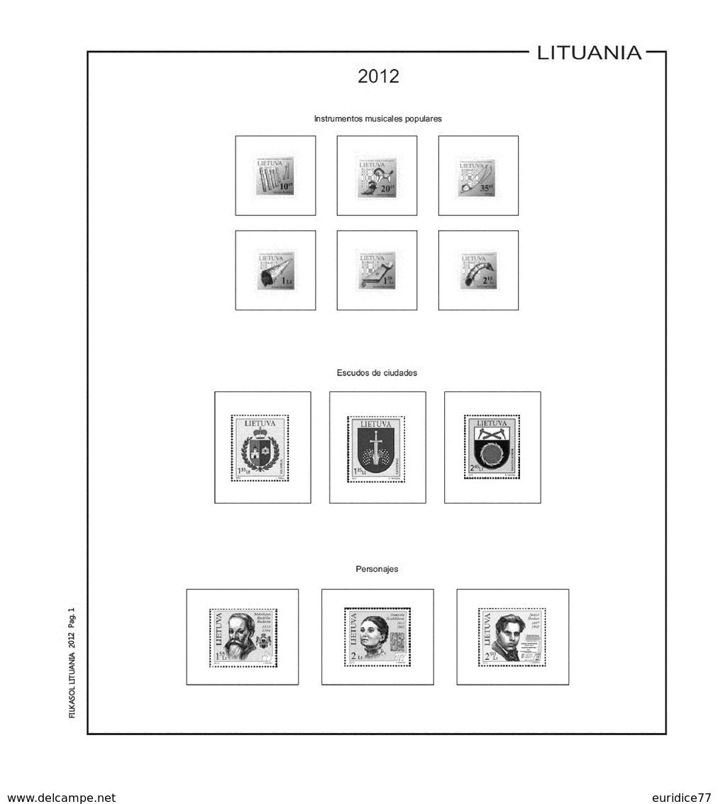 Suplemento Filkasol Lituania 2010-2015 + Filoestuches HAWID Transparentes - Pre-Impresas