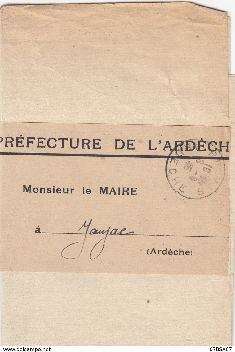 ARDECHE IMPRIME SOUS BANDE 1945 PRIVAS T04 EN FRANCHISE POSTALE / TXT SUR TRAITEMENT ET FAVEUR DONNEES A CERTAINS PRISON - 1921-1960: Période Moderne