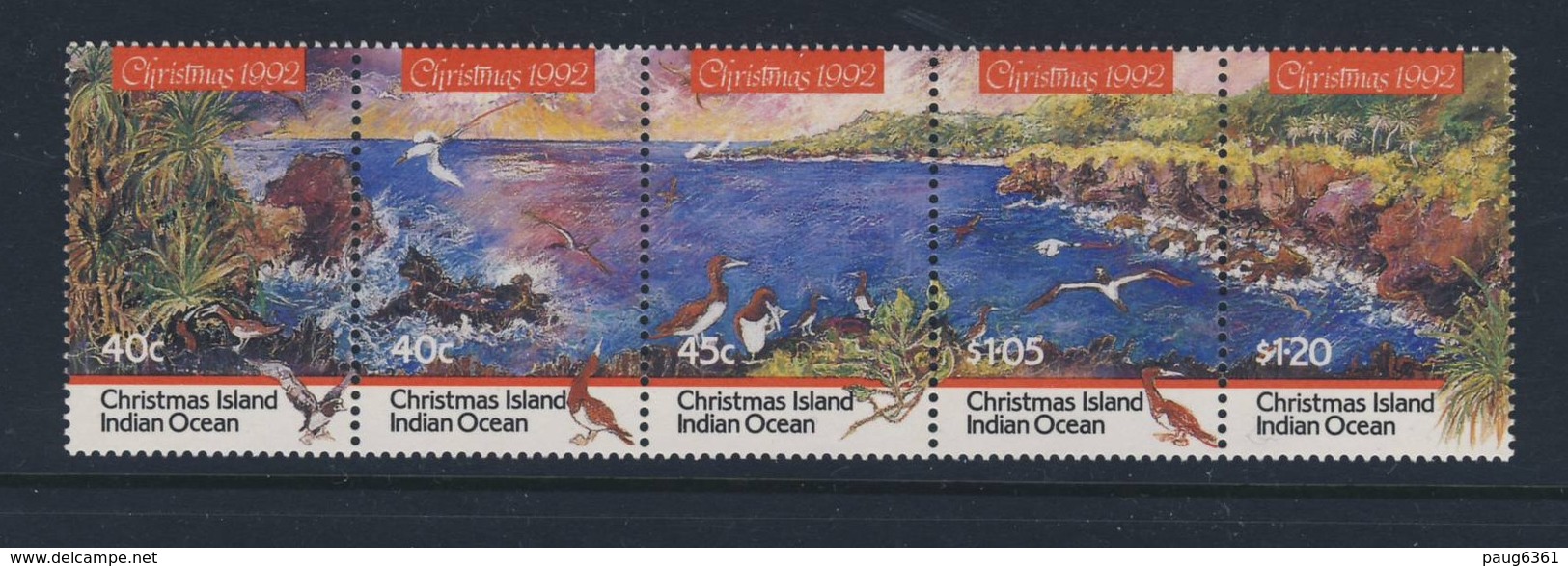 ILES CHRISTMAS 1992 NOEL- OISEAUX   YVERT N°381/85  NEUF MNH** - Autres & Non Classés