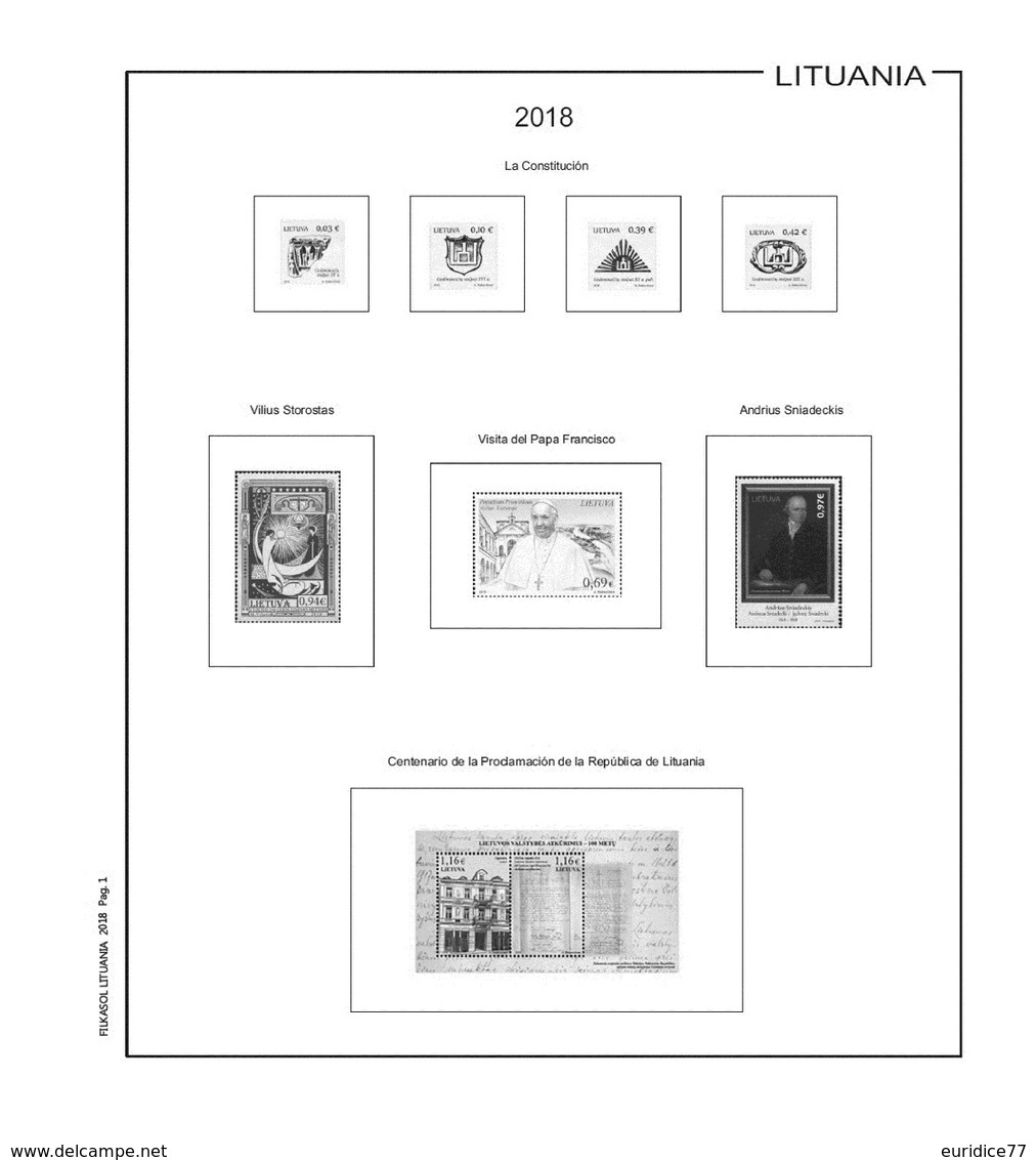 Suplemento Filkasol Lituania 2018 + Filoestuches HAWID Transparentes - Pre-Impresas