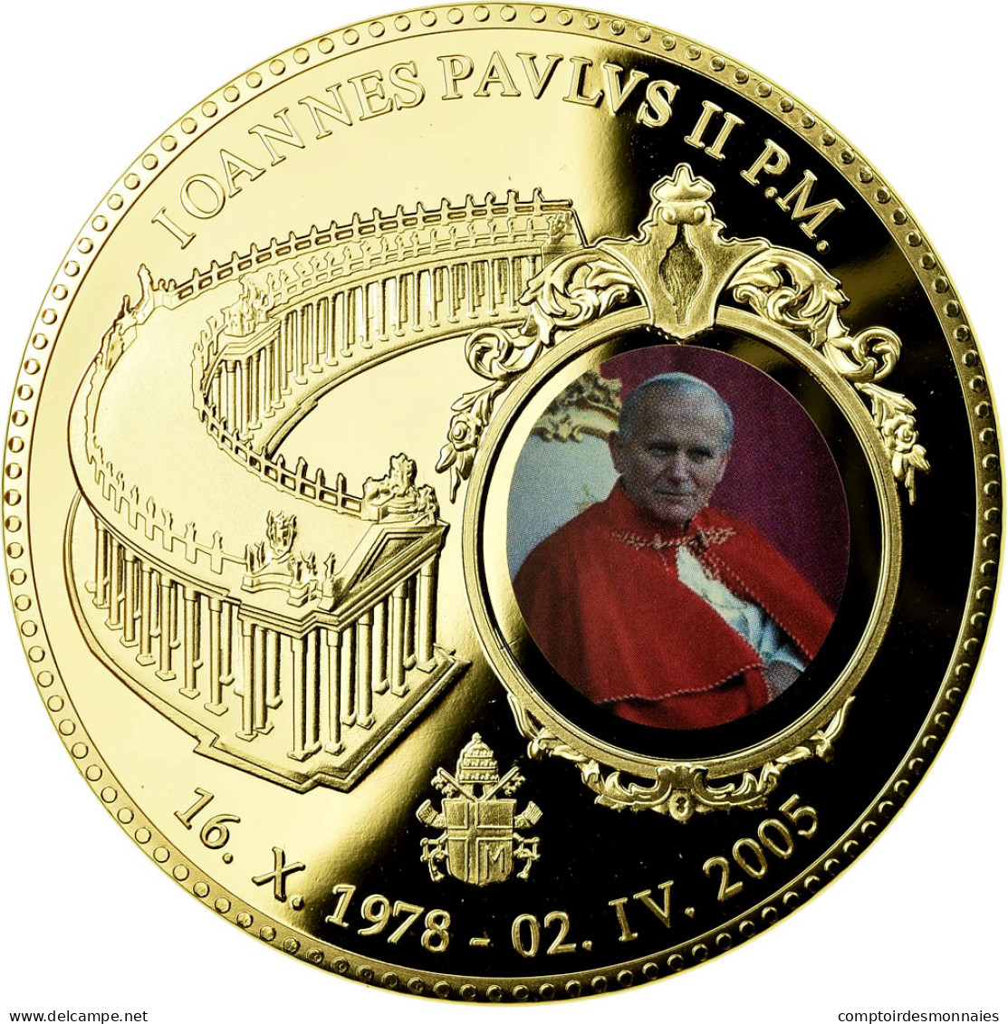 Vatican, Médaille, Pape Jean Paul II, 2005, FDC, Copper Gilt - Autres & Non Classés