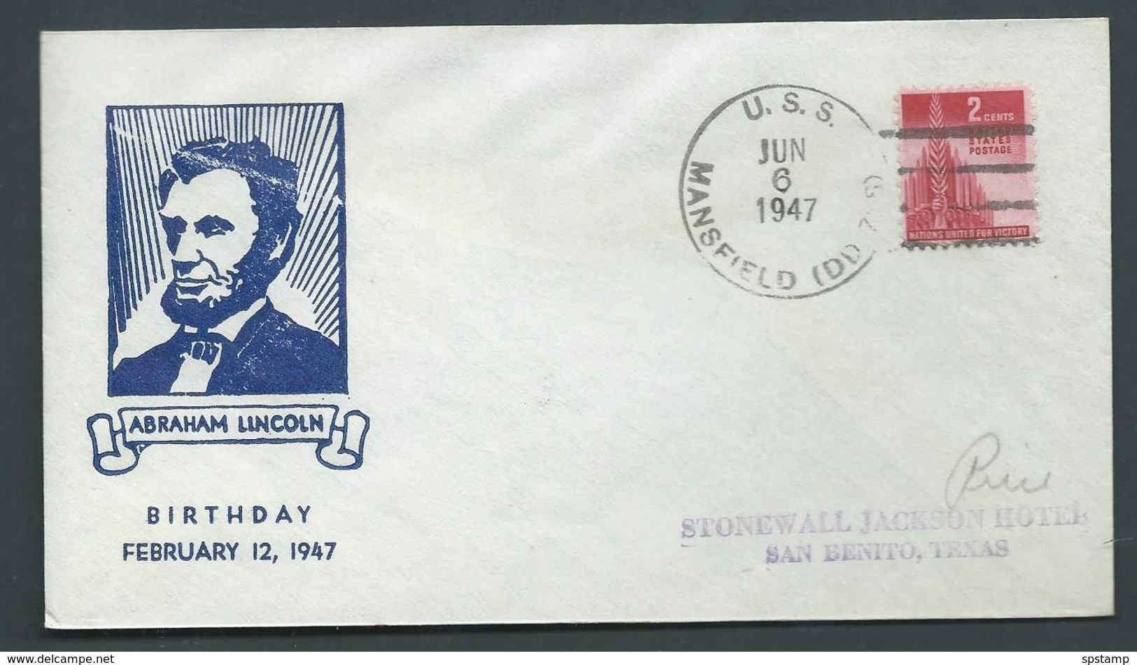 United States US Navy Ship Mail 1947 Cover Used On USS Mansfield - Covers & Documents