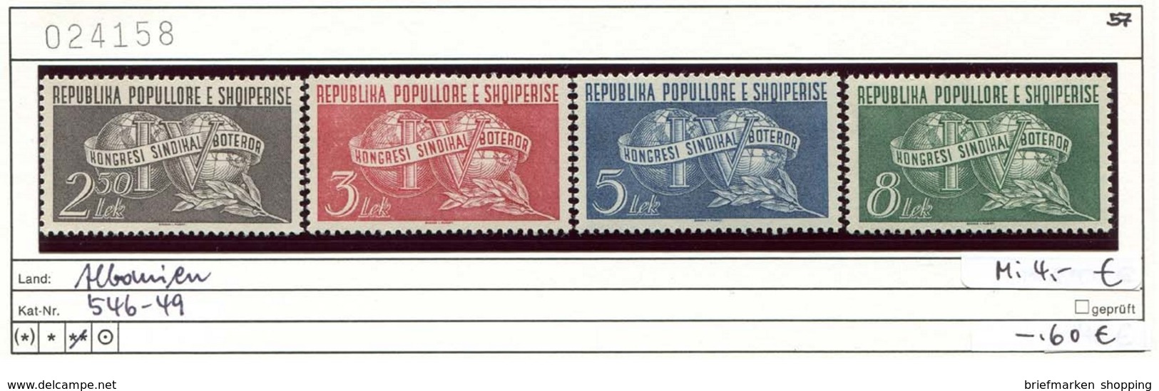 Albanien 1957 - Albanie 1957 - Albania 1957 - Michel 546-549 - ** Mnh Neuf Postfris - - Albanien