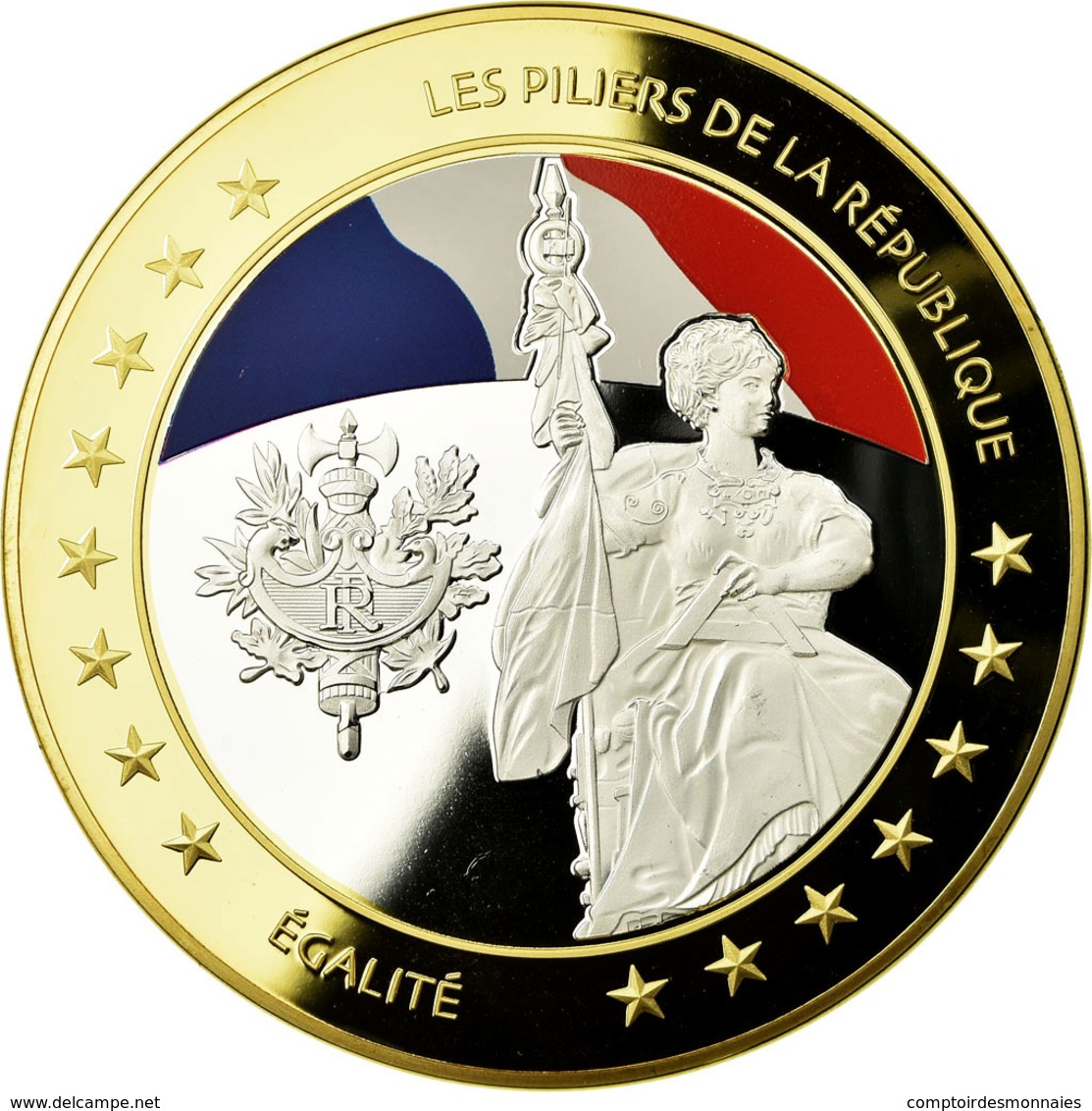 France, Médaille, Les Piliers De La République, Egalité, 2015, FDC, Copper - Autres & Non Classés
