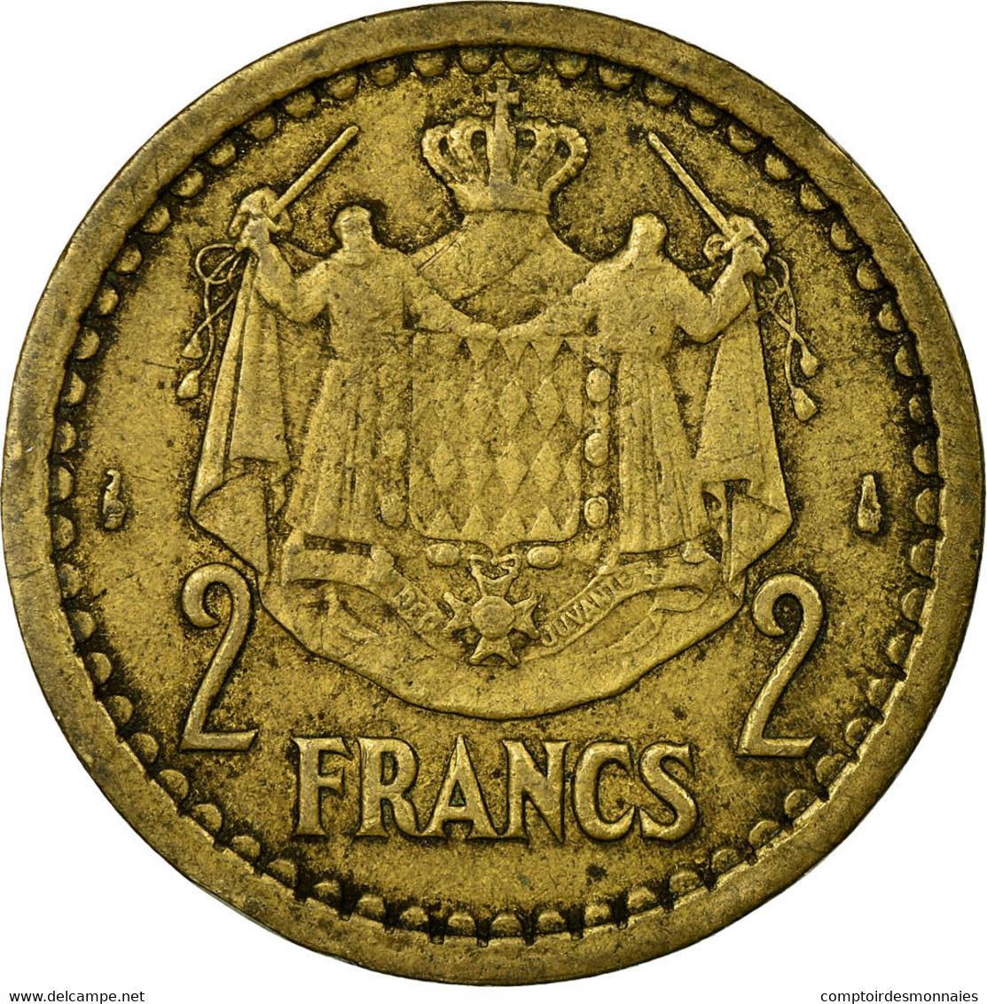 Monnaie, Monaco, Louis II, 2 Francs, 1943, Poissy, TB+, Bronze-Aluminium - 1922-1949 Louis II