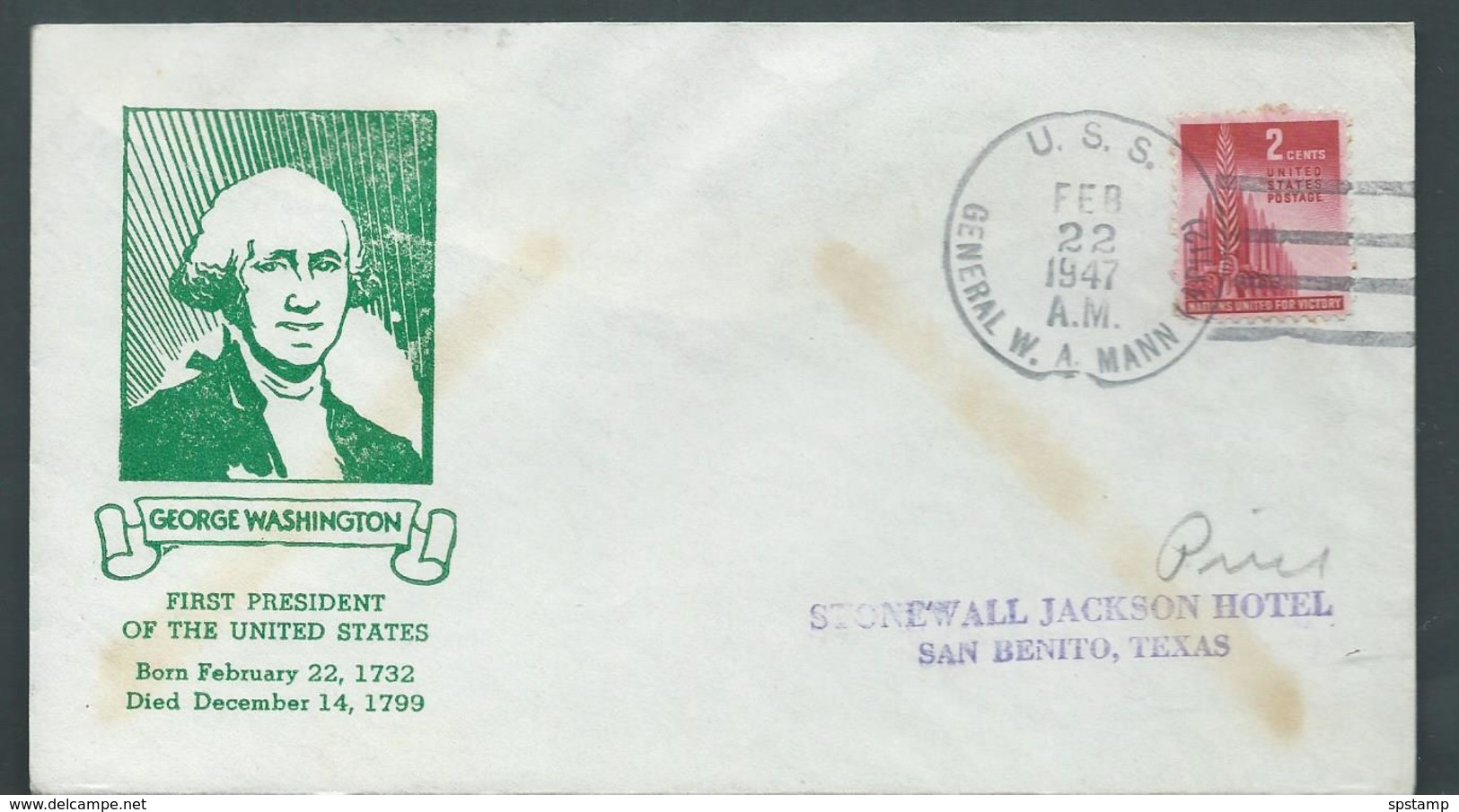 United States US Navy Ship Mail 1947 Cover Used On USS General W Mann - Covers & Documents