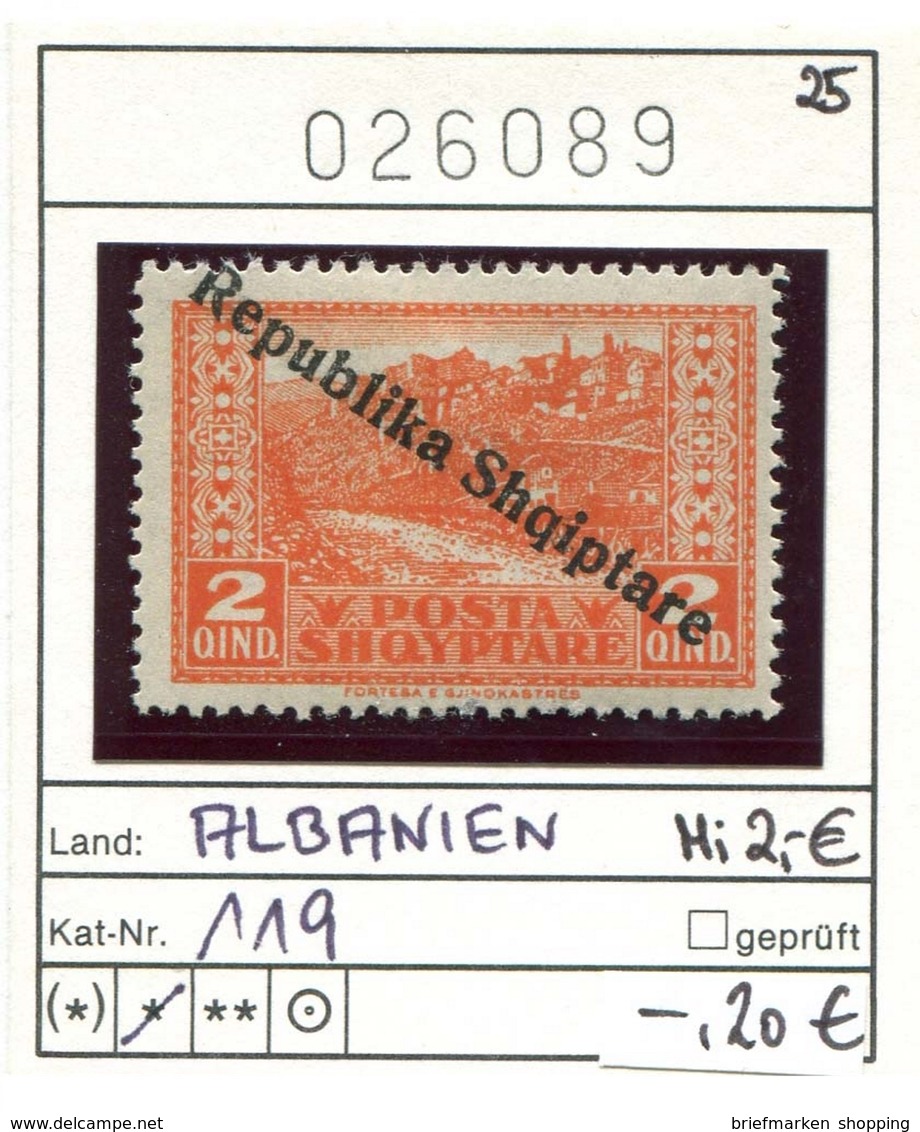 Albanien - Albanie - Albania - Michel 119 - * Mh Trace De Charn. - Albania