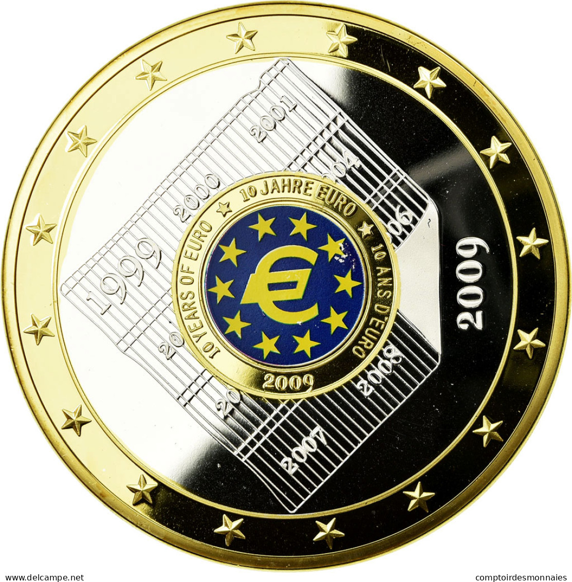 France, Médaille, Europe, Les 10 Ans De L'Union Monétaire, 2009, FDC, Copper - Autres & Non Classés