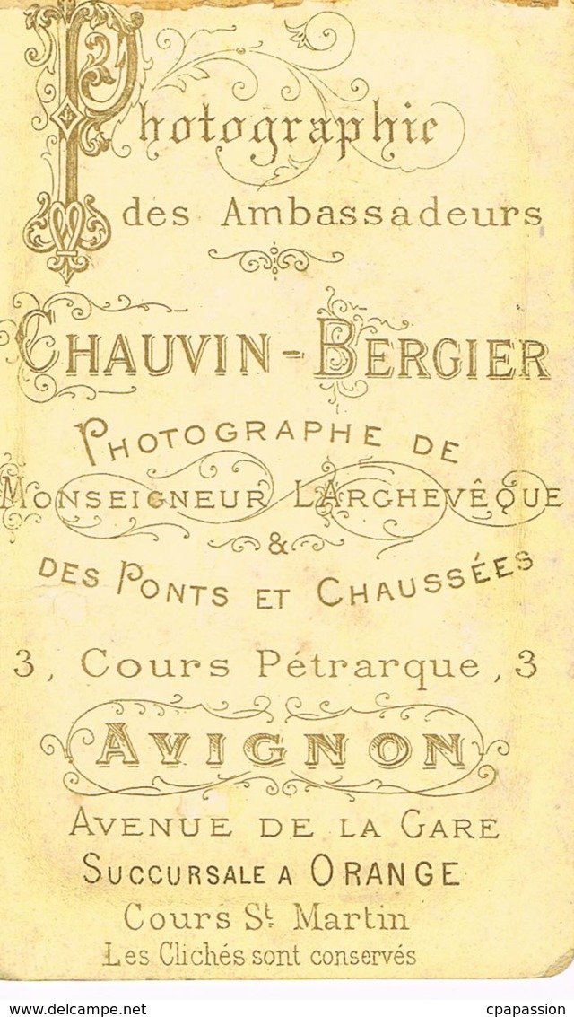 Photo CDV  Militaire  15° R- - Photographie Des Ambassadeurs Chauvin-Bergier -Cours Pétrarque-Avignon- Paypal Sans Frais - Personnes Anonymes