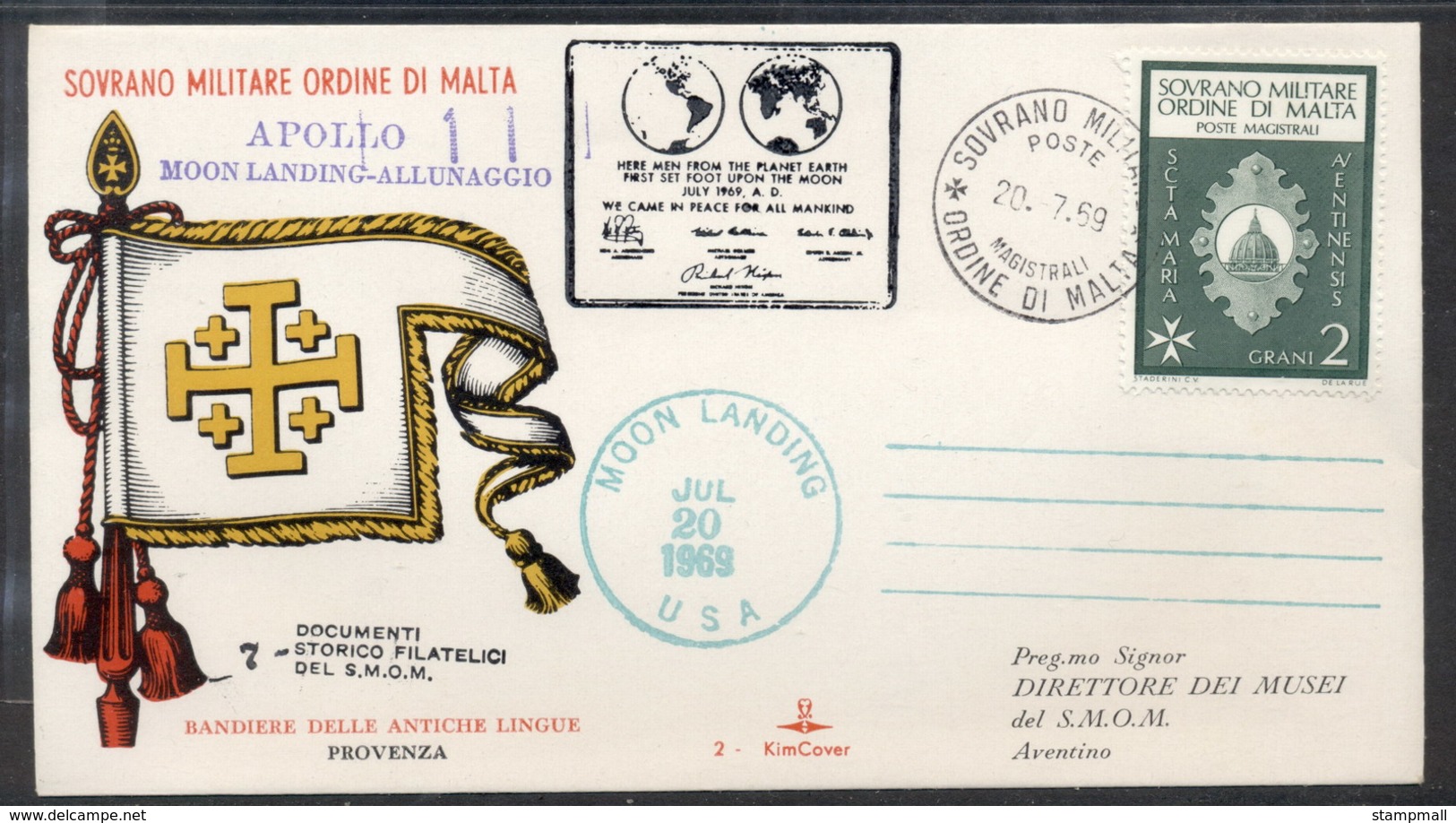 Malta 1969 Sovereign Military Order Apollo 11 Moon Landing FDC - Malte (Ordre De)