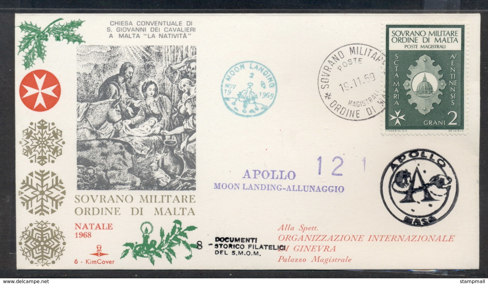 Malta 1969 Sovereign Military Order Apollo 12 Moon Landing FDC - Malta (Orden Von)