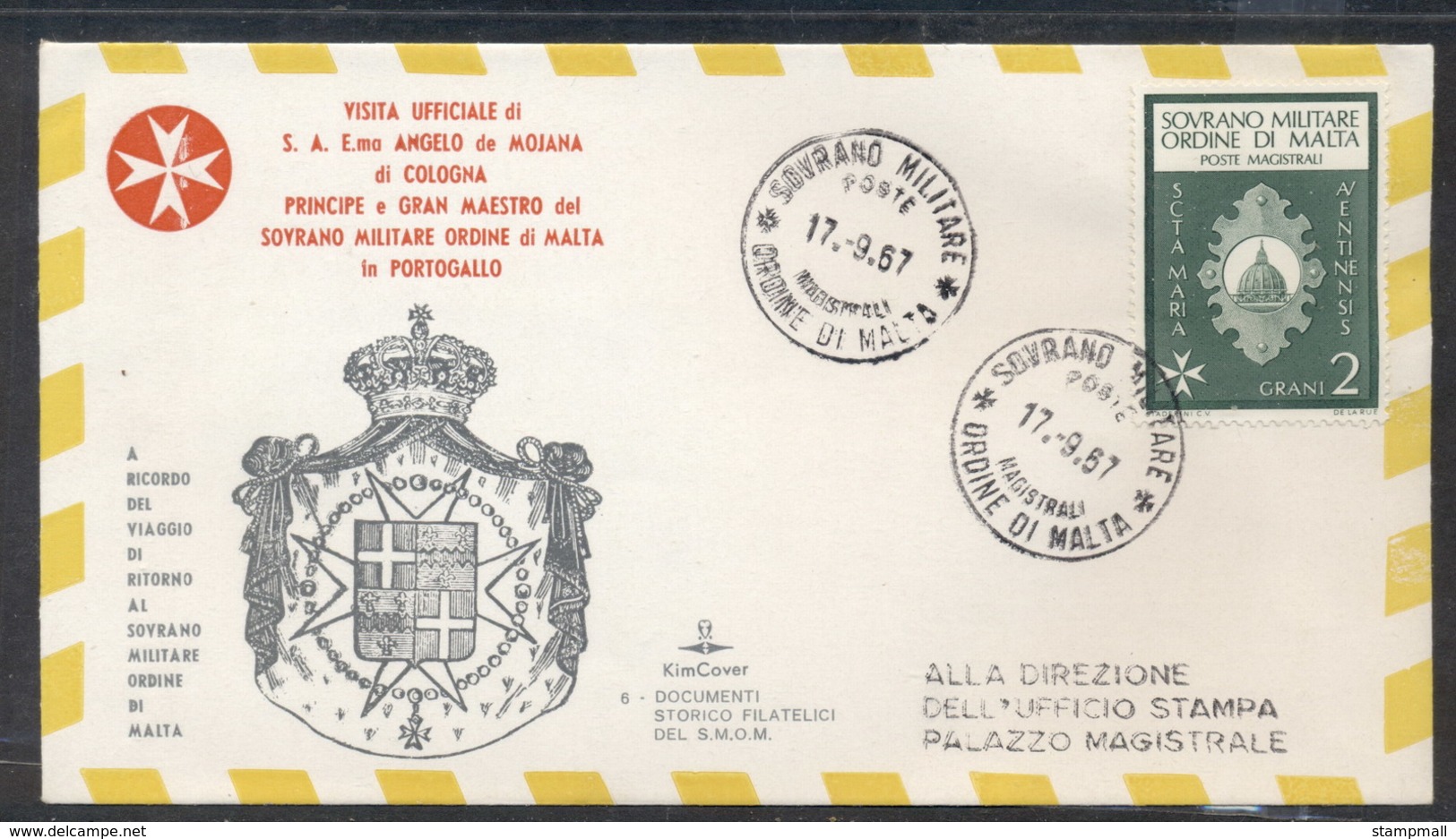 Malta 1967 Sovereign Military Order Grand Master Visit, Malta FDC - Malte (Ordre De)