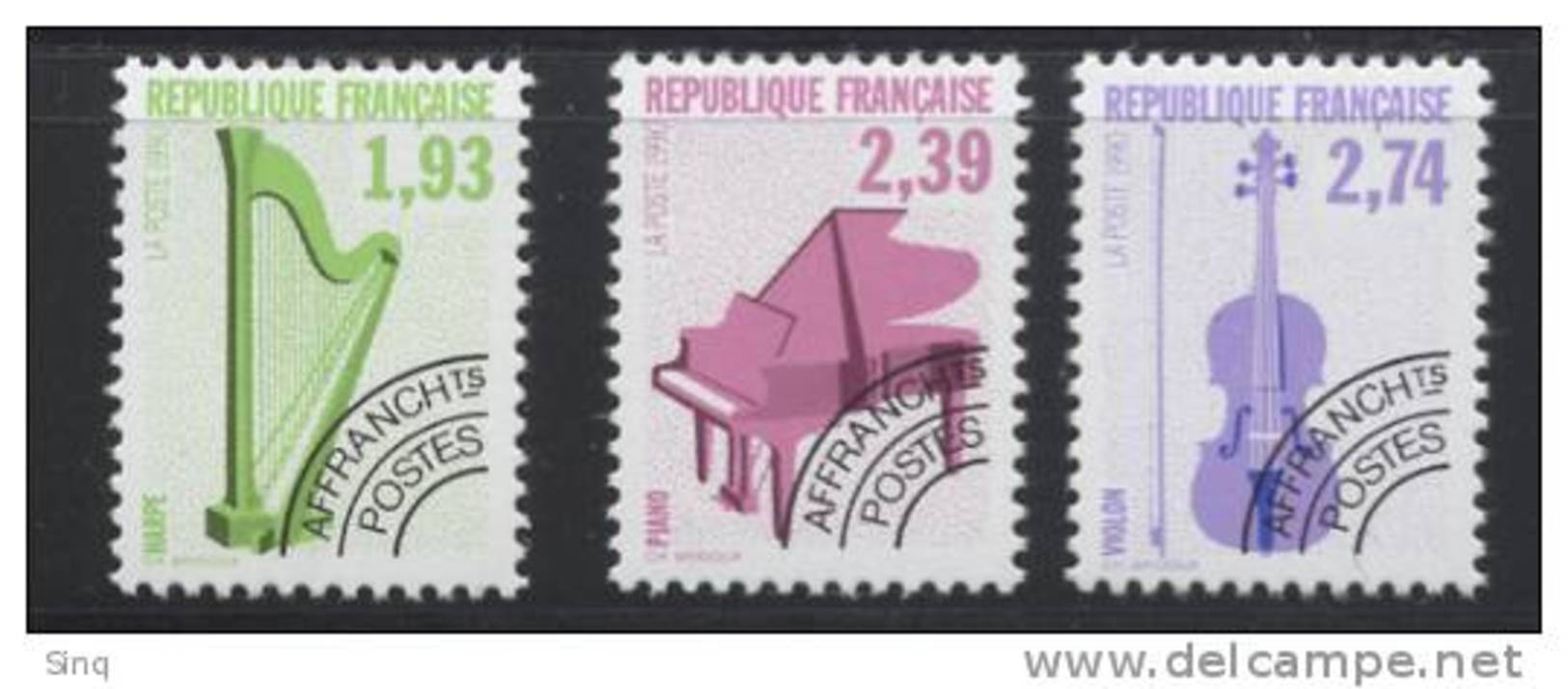 N° 210 à 212  Année 1990  Instruments De Musique, Valeur Faciale 7,06 F - 1989-2008