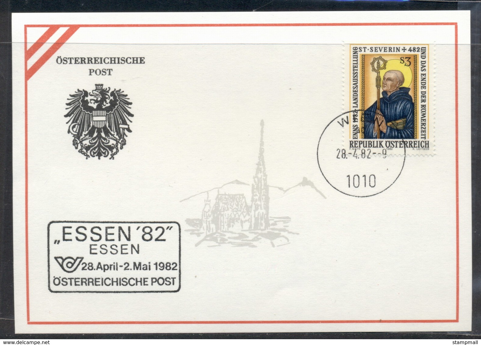 Austria 1982 St Severin, Essen '82 Souvenir Card - FDC