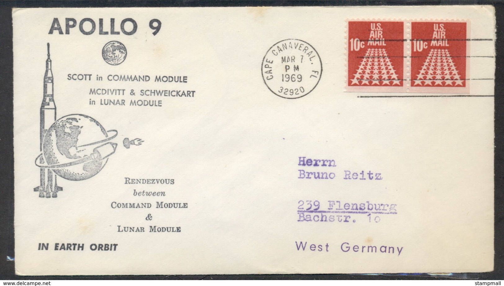 USA 1969 Space, Apollo 9 Souvenir Cover - Sobres De Eventos