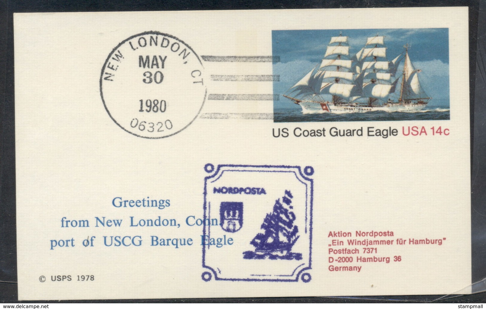 USA 1980 Coast Guard Eagle PSE, Nordposta Souvenir Cover - Event Covers