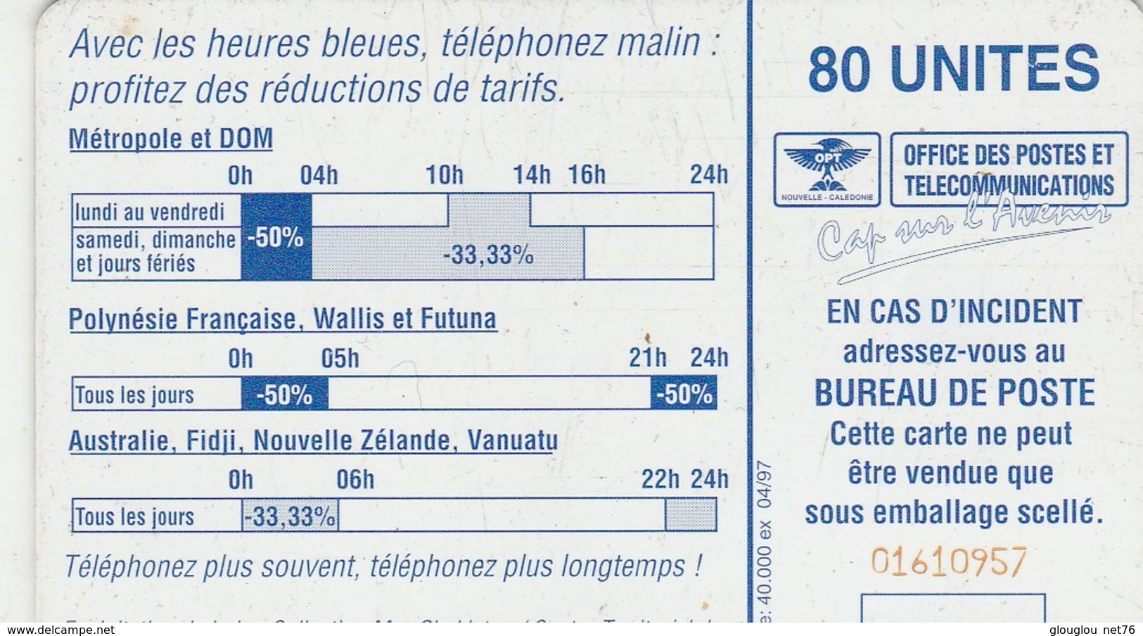 TELECARTE 80 UNITES  NOUVELLE-CALEDONIE    SCHLUMBERGER - New Caledonia