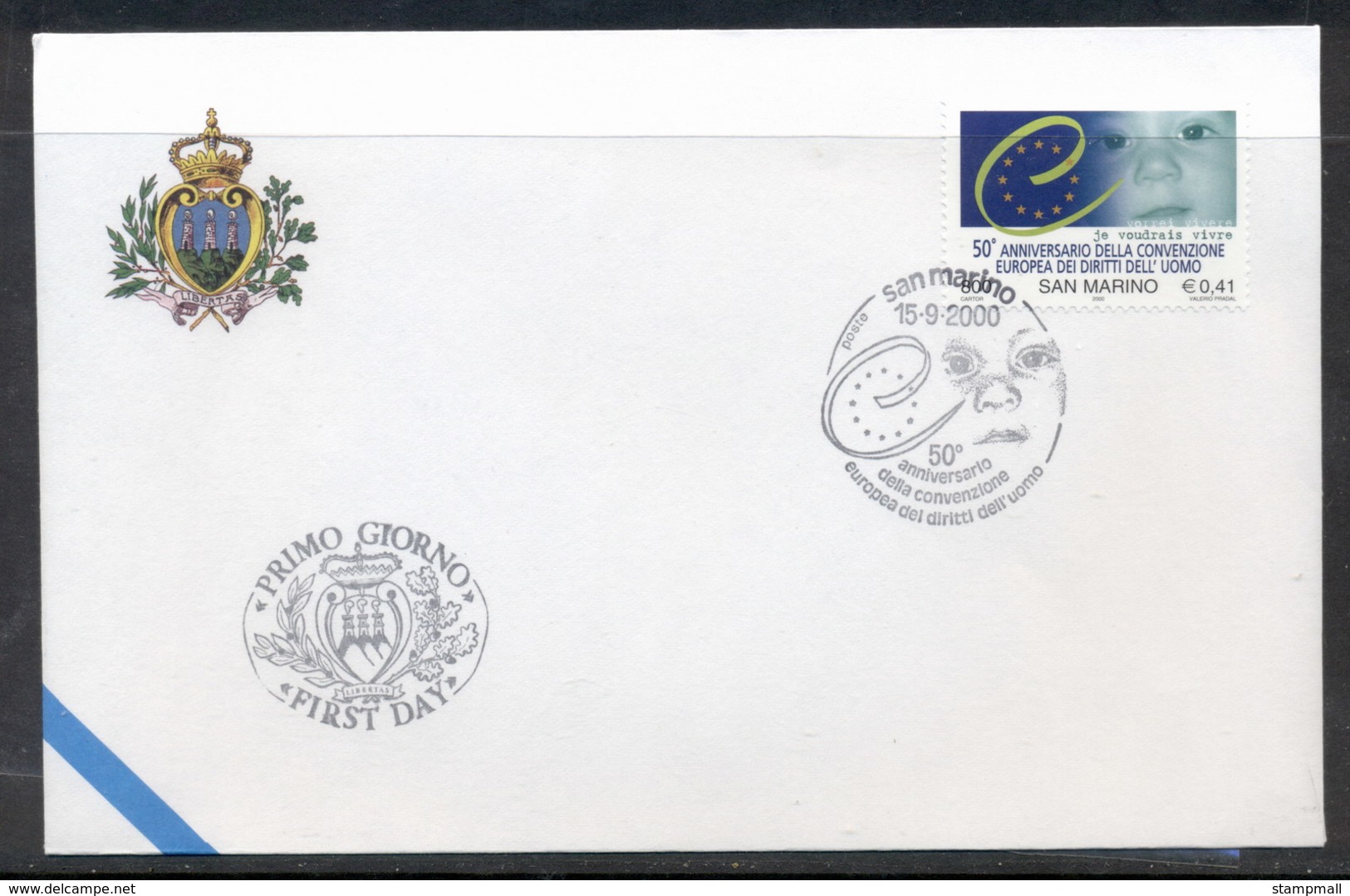 San Marino 2000 European Convention On Human Rights FDC - FDC