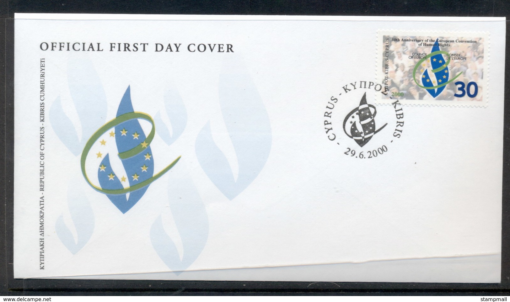 Cyprus 2000 European Convention On Human Rights FDC - Cartas