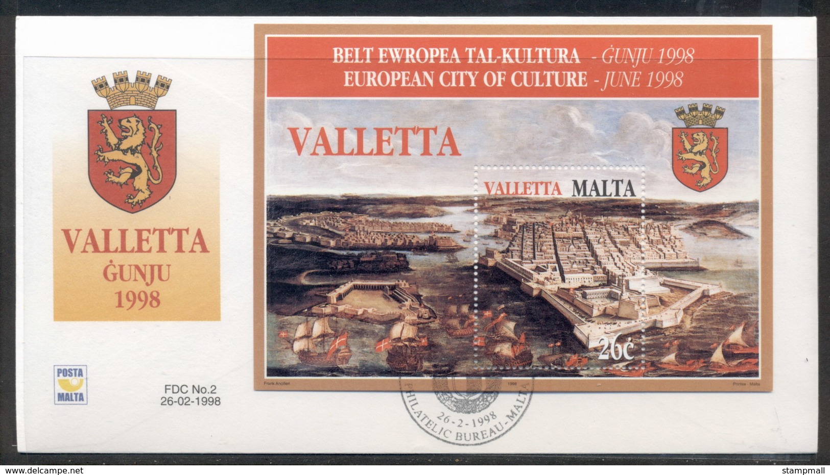 Malta 1998 Valetta City Of Culture MS FDC - Malta