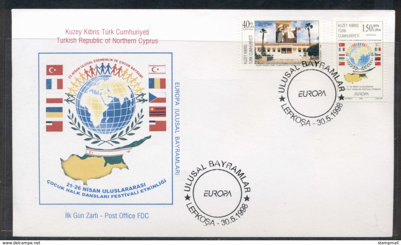 Cyprus Turkish 1998 Europa Holidays & Festivals FDC - Covers & Documents