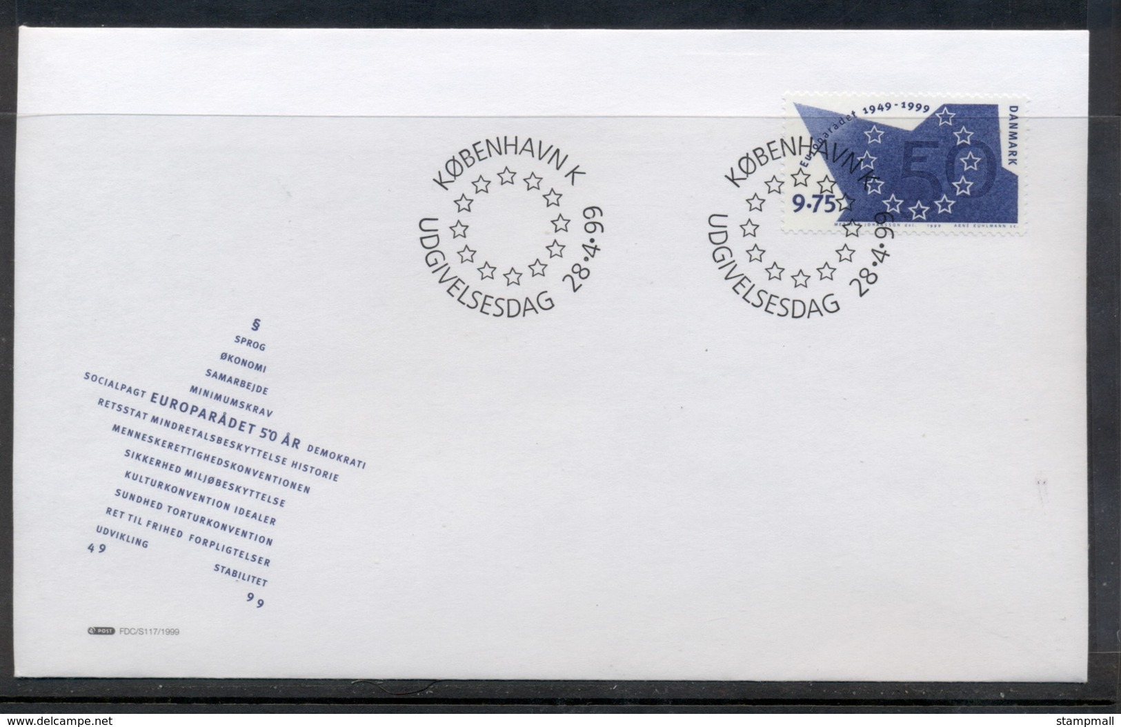 Denmark 1999 Council Of Europe FDC - FDC