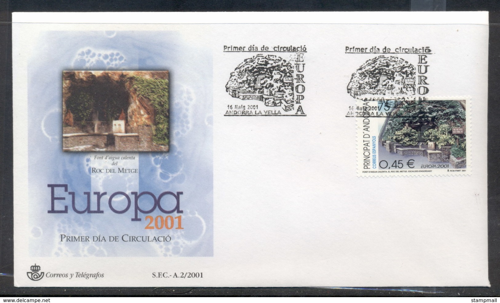 Andorra (Sp) 2001 Europa Water FDC - Covers & Documents