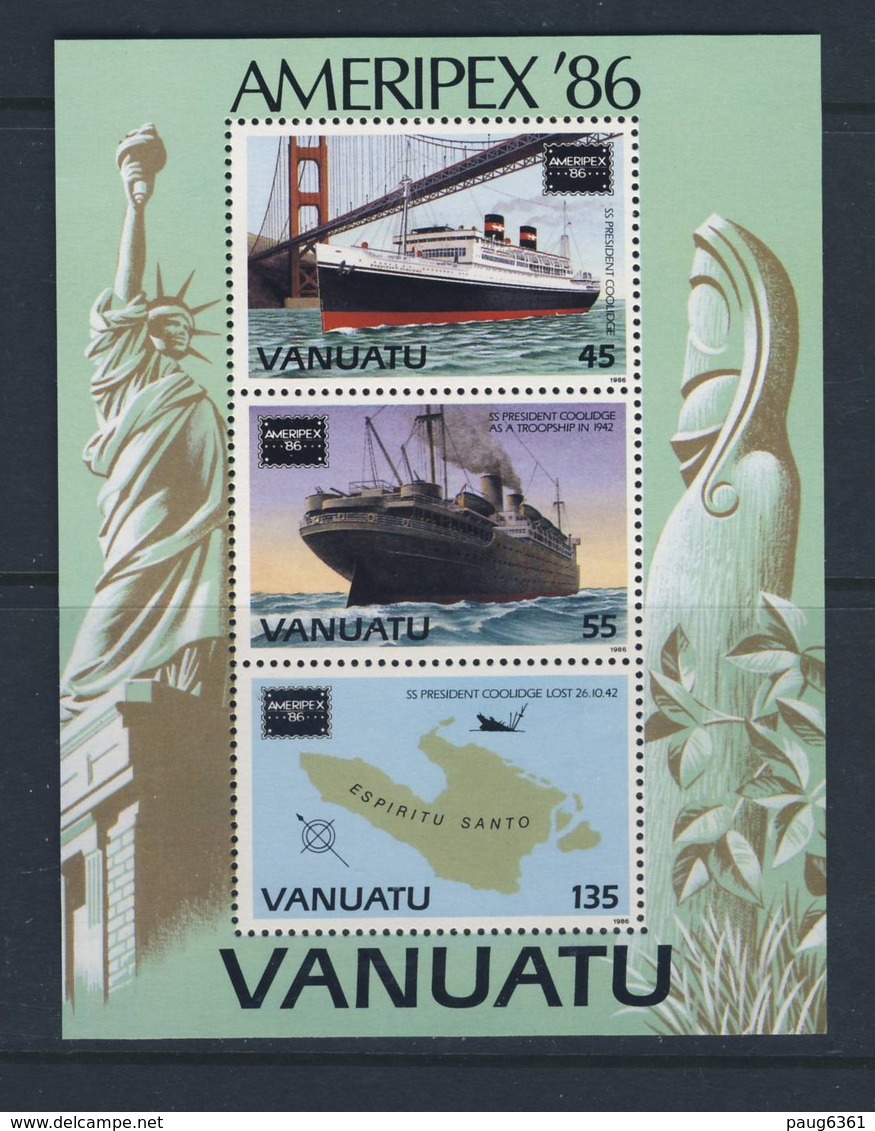 VANUATU 1986 AMERIPEX-BATEAUX-CARTE  YVERT N°B9  NEUF MNH** - Bateaux