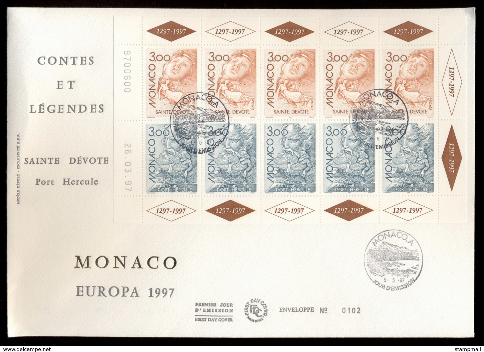 Monaco 1997 Europa Myths & Legends MS XLFDC - FDC