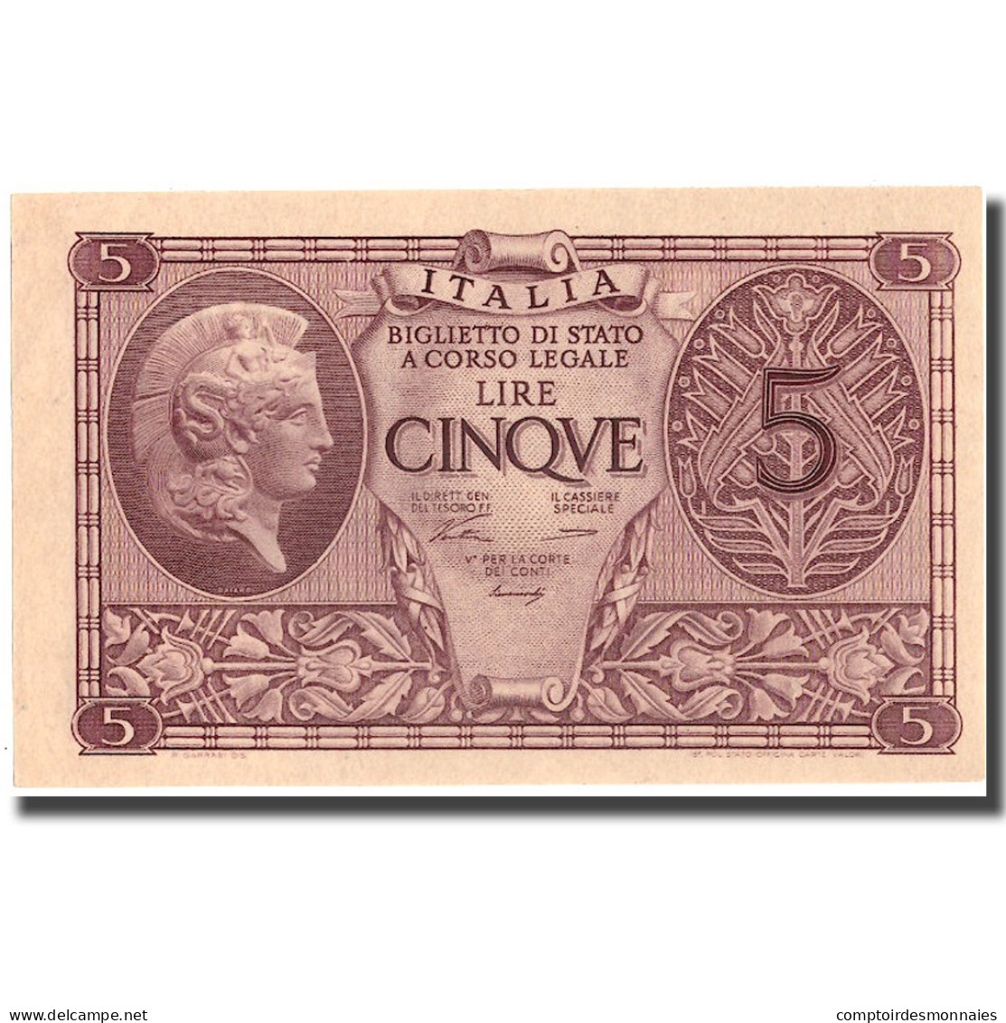 Billet, Italie, 5 Lire, 1944, 1944-11-23, KM:31a, SPL+ - Regno D'Italia – 5 Lire