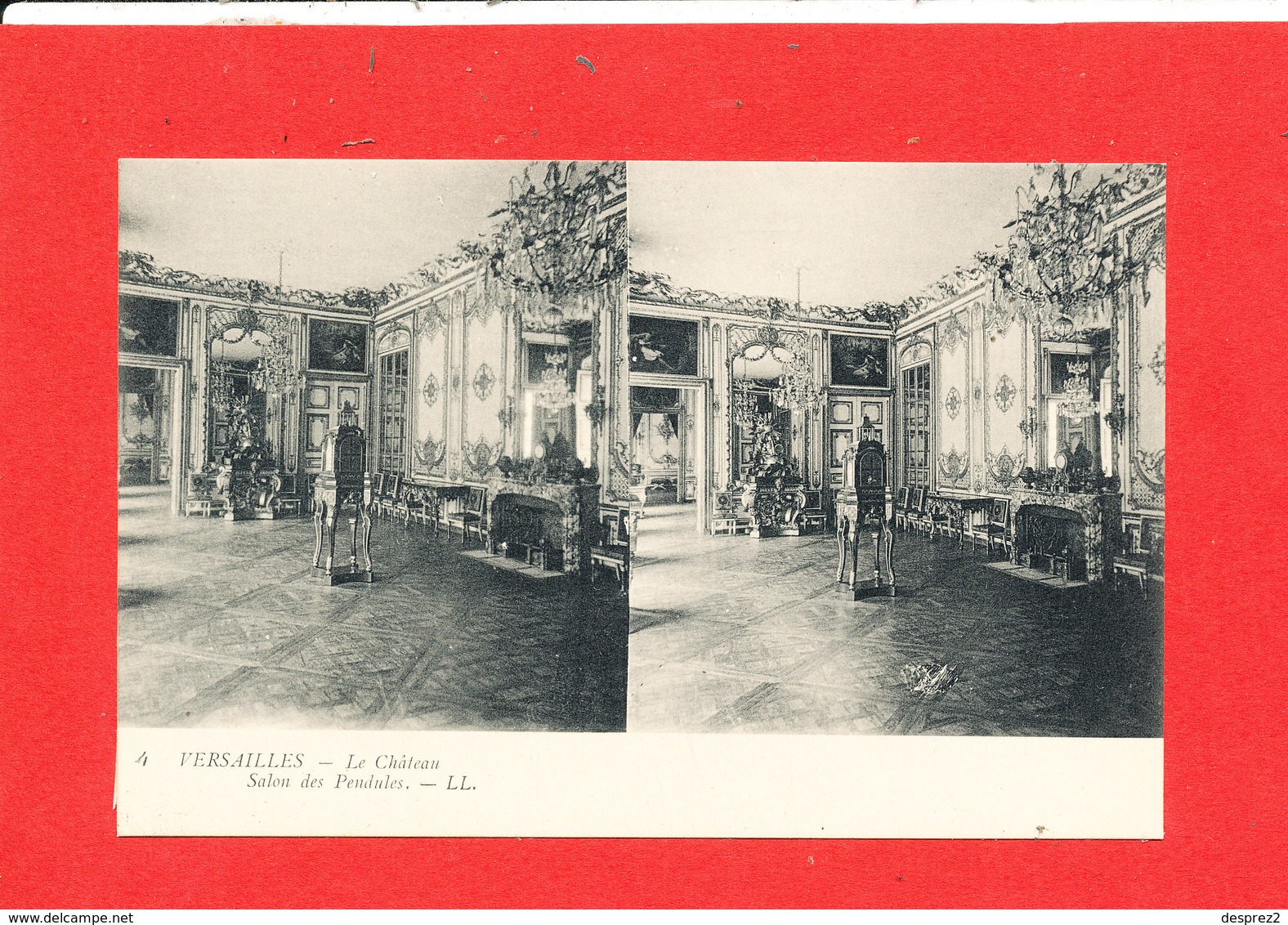 78 VERSAILLES Chateau Cpa Stéréoscopique Salon Des Pendules 4    LL - Versailles (Château)