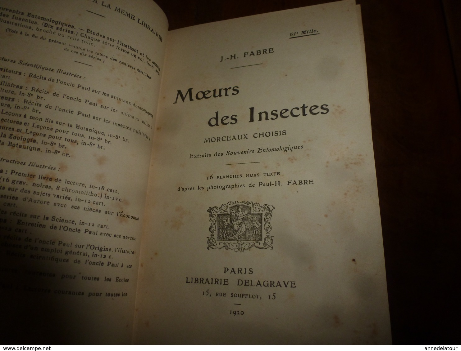 Entomologie Par J. H. FABRE - Mœurs Des Insectes - Avec 16 Planches Hors-texte - Sciences