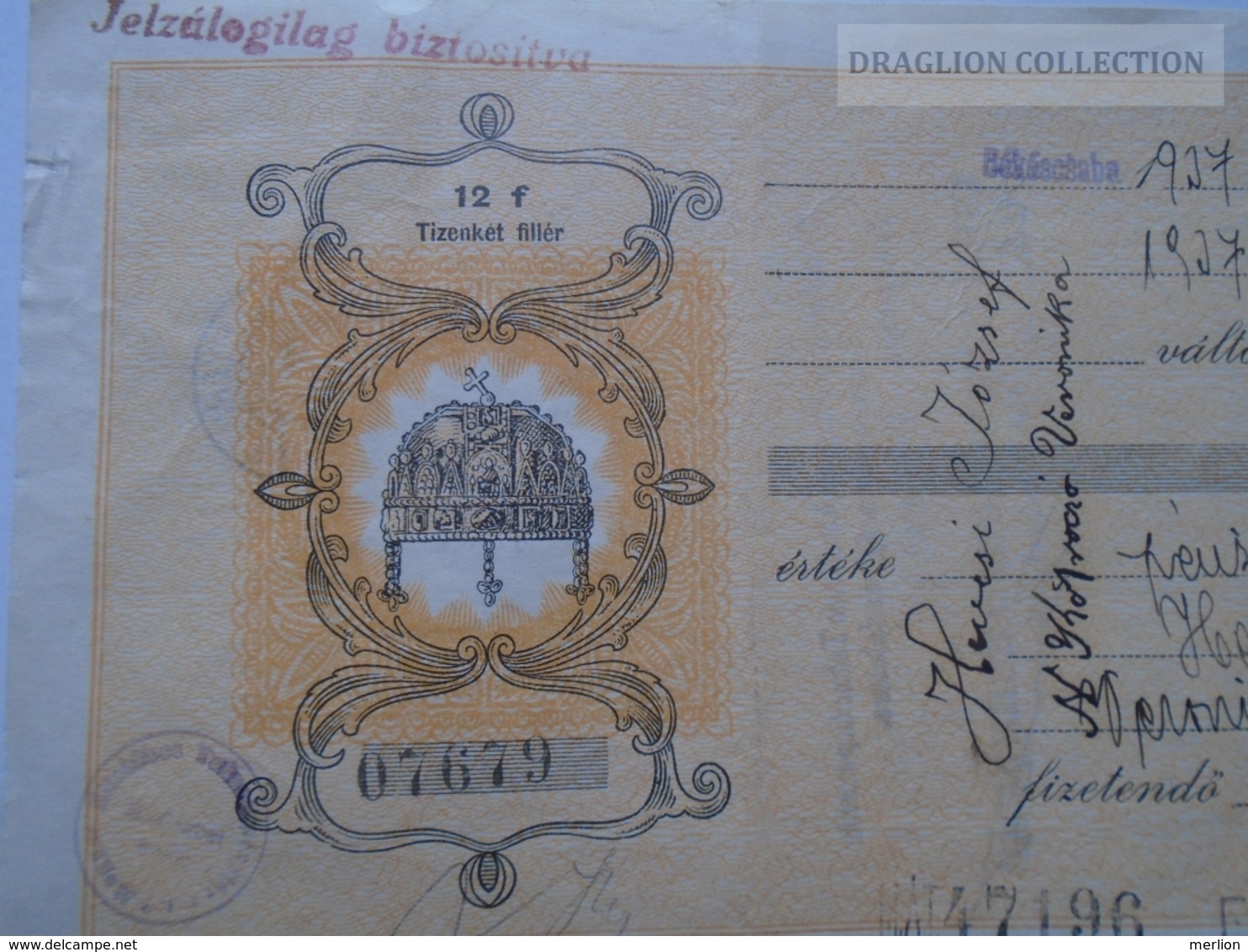 ZA192.27  Hungary   Váltó - Bill Of Exchange -12 F. Békéscsaba 1937 - 200 Aranypengő Hevesi József, Kotrocó V- Kevermes - Cheques & Traveler's Cheques