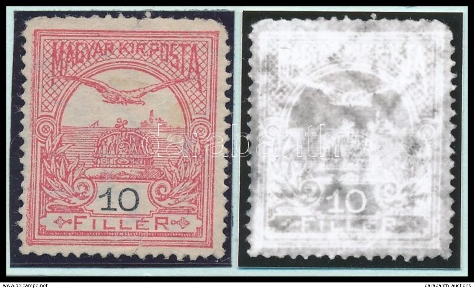 * 1908 Turul 10f Számvízjellel, Nagy Ritkaság!  (44.000) / Number In Watermark (fog és Sarokhiba / Perf. And Corner Faul - Sonstige & Ohne Zuordnung