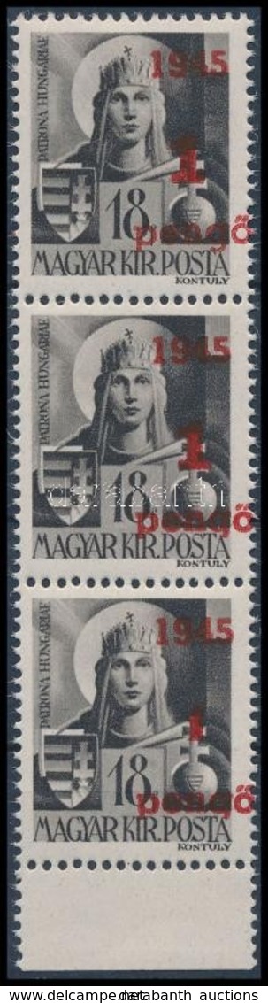 ** Nagyvárad I. 1945 Hadvezérek 1P/1f Függőleges Hármascsík Különböző Típusokban II + I. + III., Garantáltan Eredeti (24 - Other & Unclassified