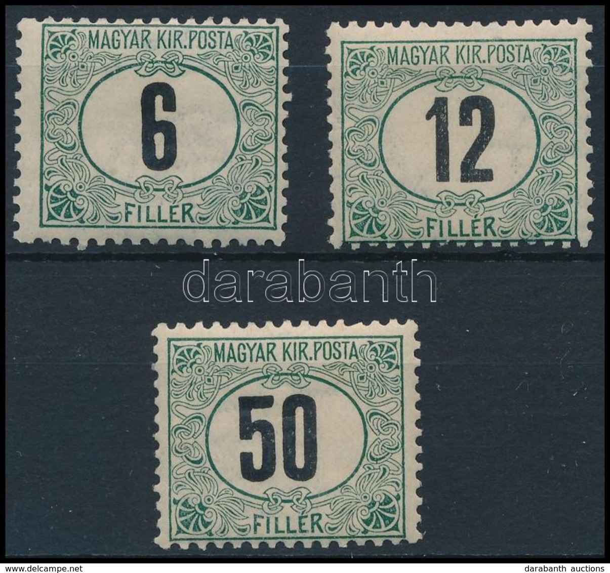 * 1905 Zöldportó 'A' 6F, 12F, 50F (17.000) - Other & Unclassified