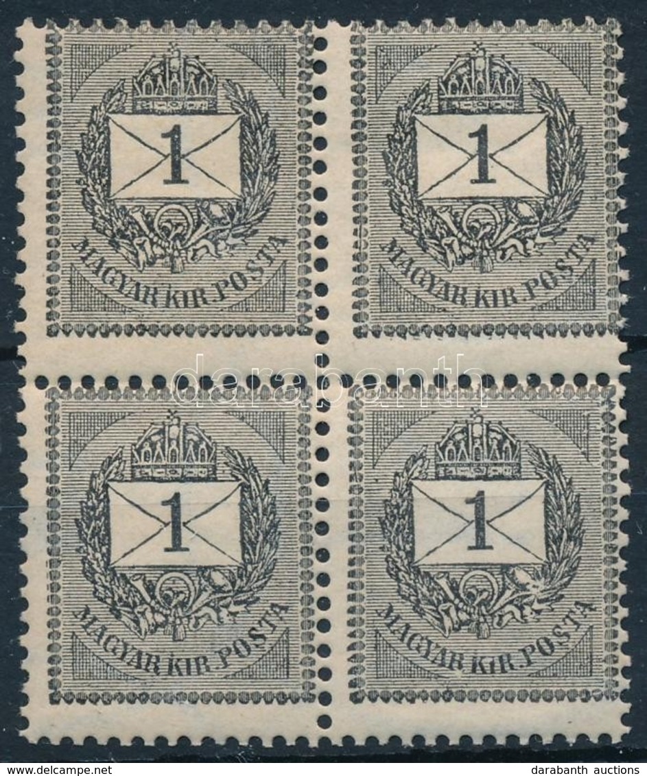 ** 1889 1kr 'E' Erősen Elfogazott Négyestömb - Other & Unclassified