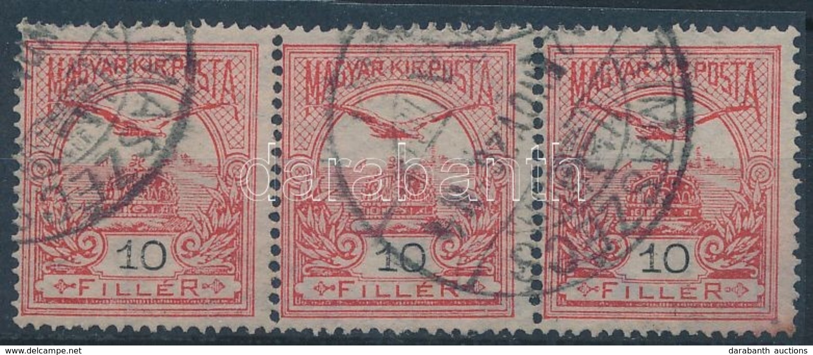 O 1908 Turul 10f Hármascsík 4. Vízjelállással ,,RIMASZÉCS' Bélyegzéssel - Andere & Zonder Classificatie