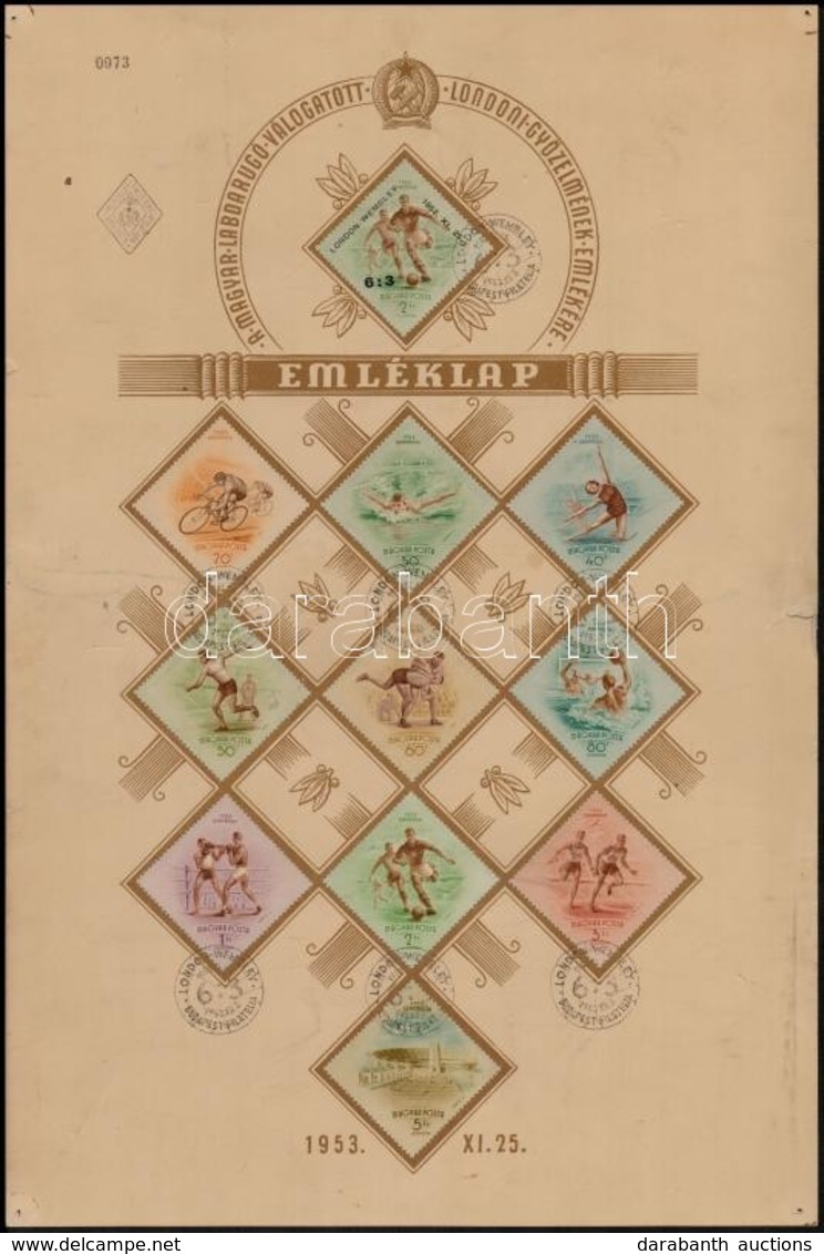 1953 Labdarúgó 6:3 + Népstadion Sor A/3 Méretű Dekoratív Első Napi Emléklapon (jobb Oldalon Kis, Javítható Szakadás) - Andere & Zonder Classificatie
