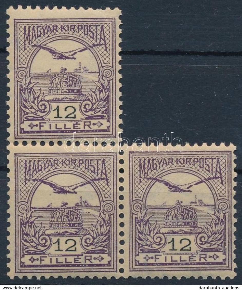 ** 1900 Turul 12f Hármastömb Csillag Vízjellel - Other & Unclassified