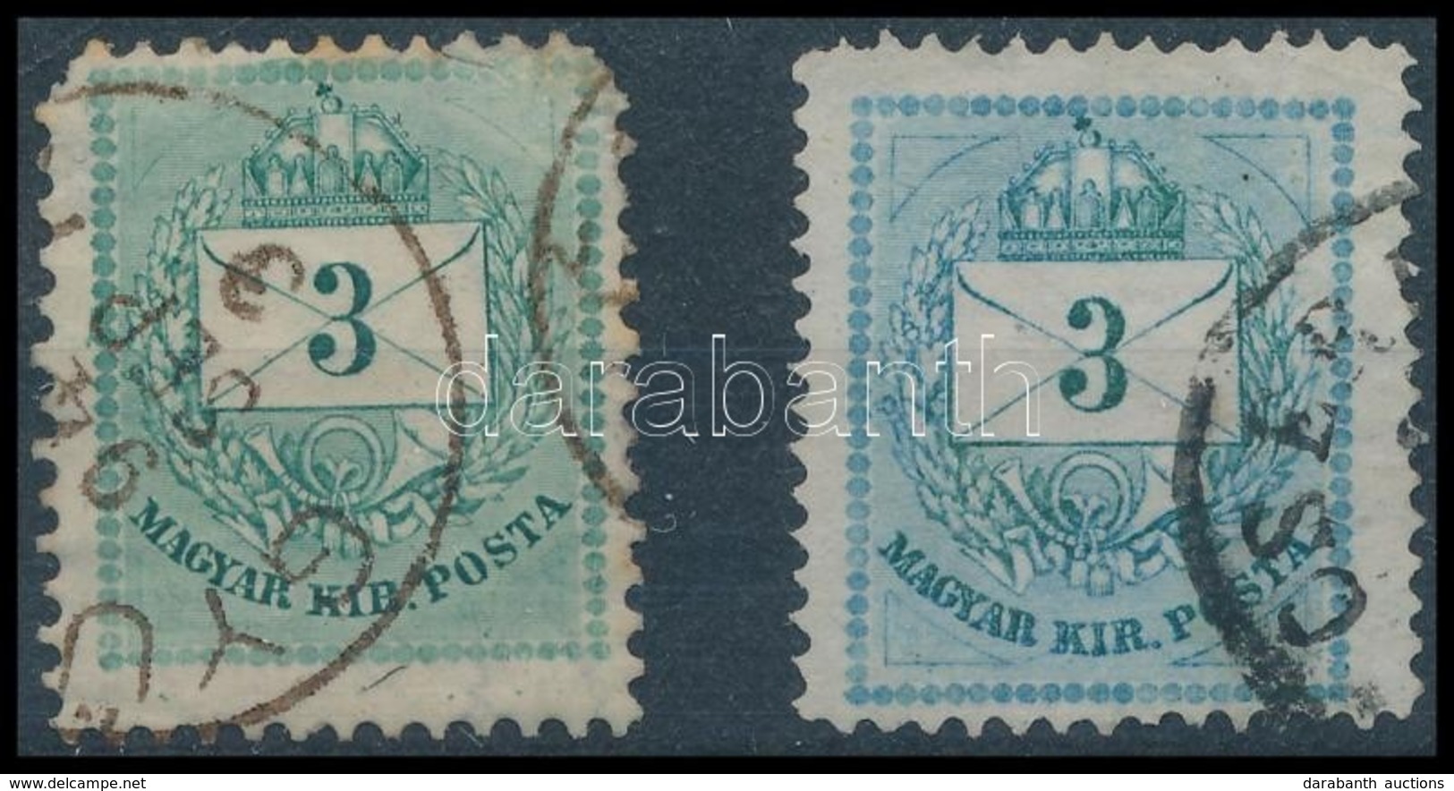 O 1881 3 Kr Kék Színű Bélyeg + Támpéldány RR - Other & Unclassified