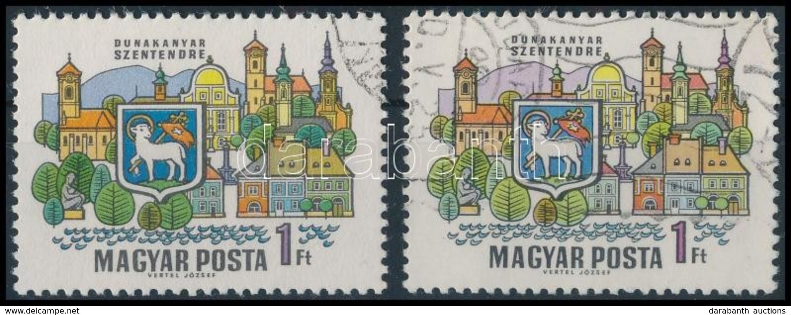 O 1969 Dunakanyar 1 Ft Kék Helyett Lila Színű Hegy + Támpéldány RRR - Other & Unclassified