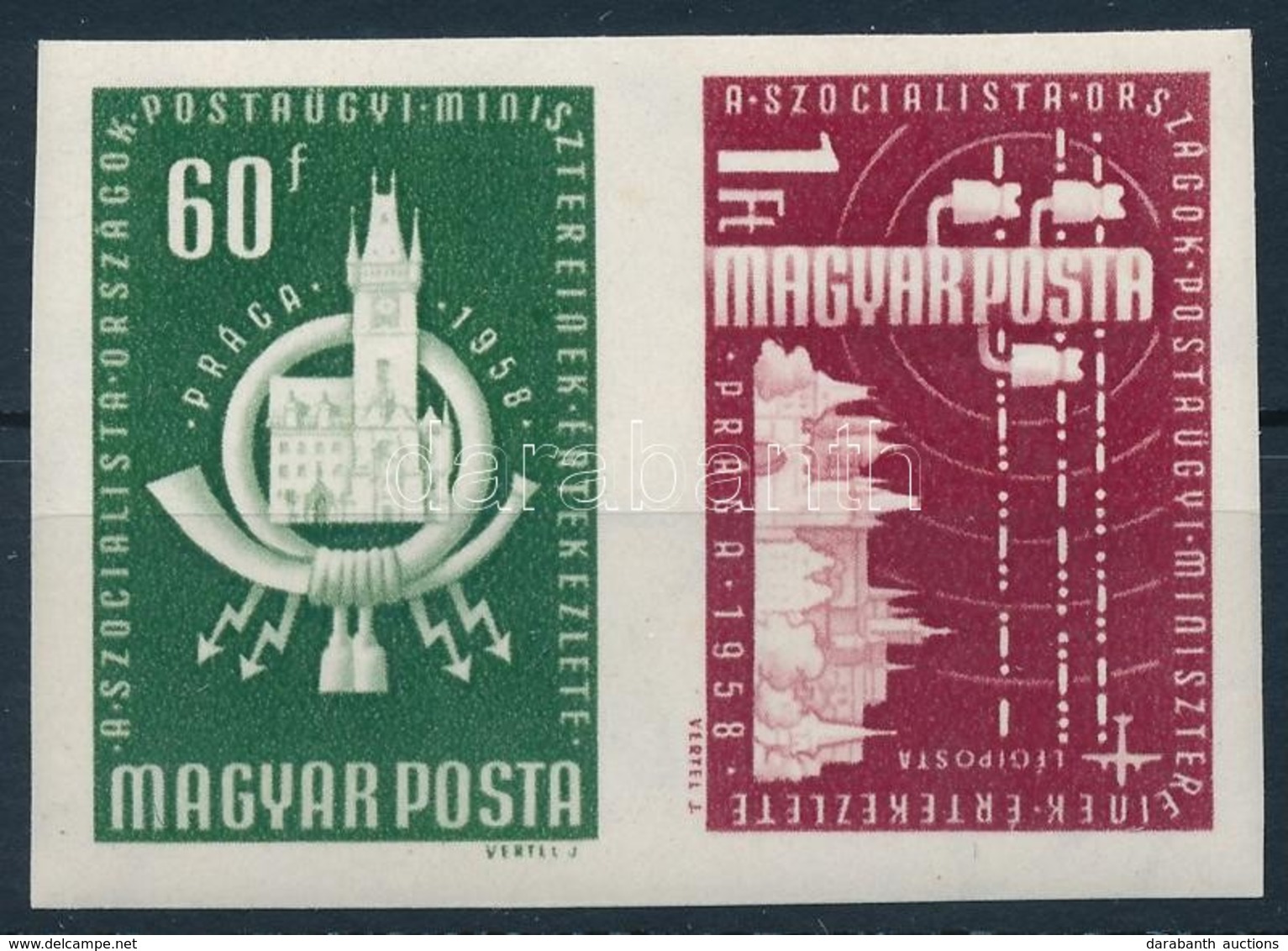 * 1958 Postaügyi Miniszterek értekezlete Vágott Pár (3.000) - Autres & Non Classés