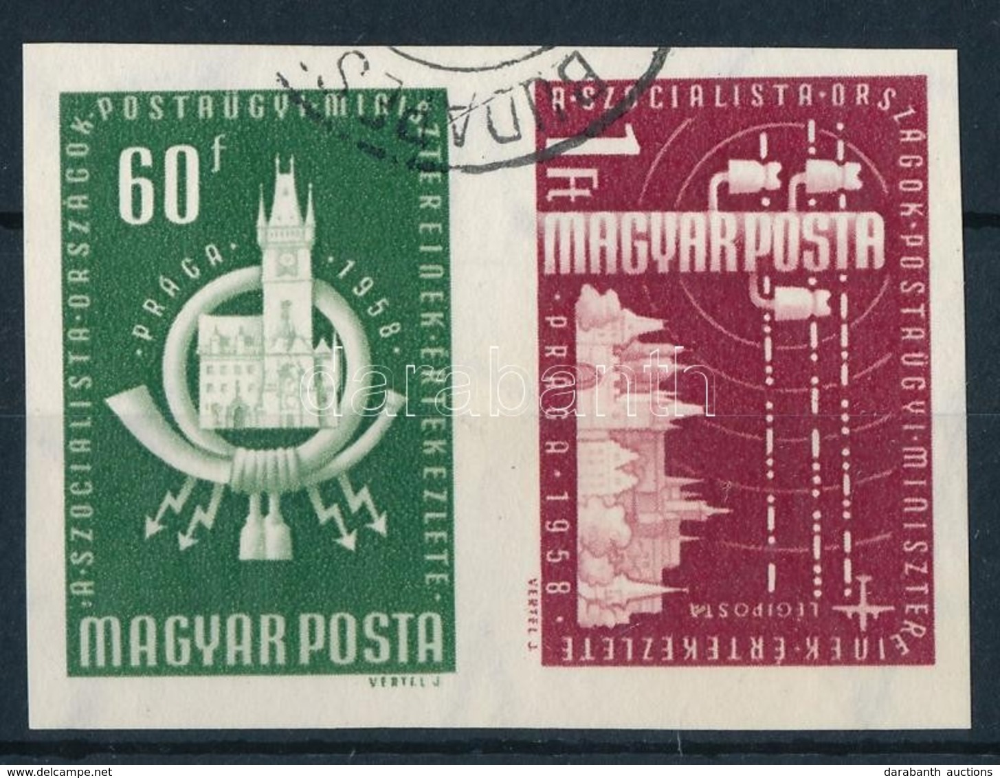 O 1958 Postaügyi Miniszterek értekezlete Vágott Pár (3.000) - Autres & Non Classés