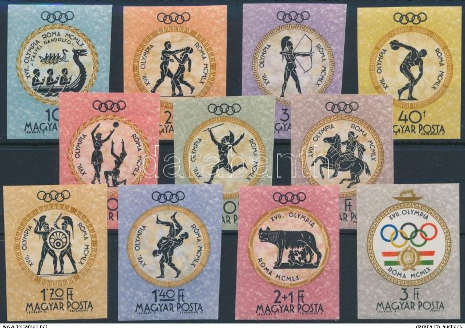 ** 1960 Római Olimpia Vágott Sor (4.000) (50f, 2Ft Törés) - Andere & Zonder Classificatie