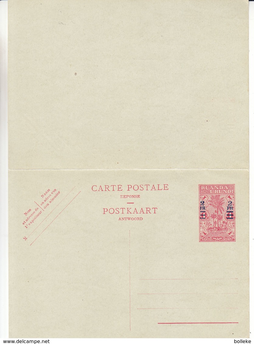 Ruanda Urundi - Carte Postale Surchargée De 1948 - Avec Carte Réponse - Entiers Postaux - Palmiers - - Lettres & Documents