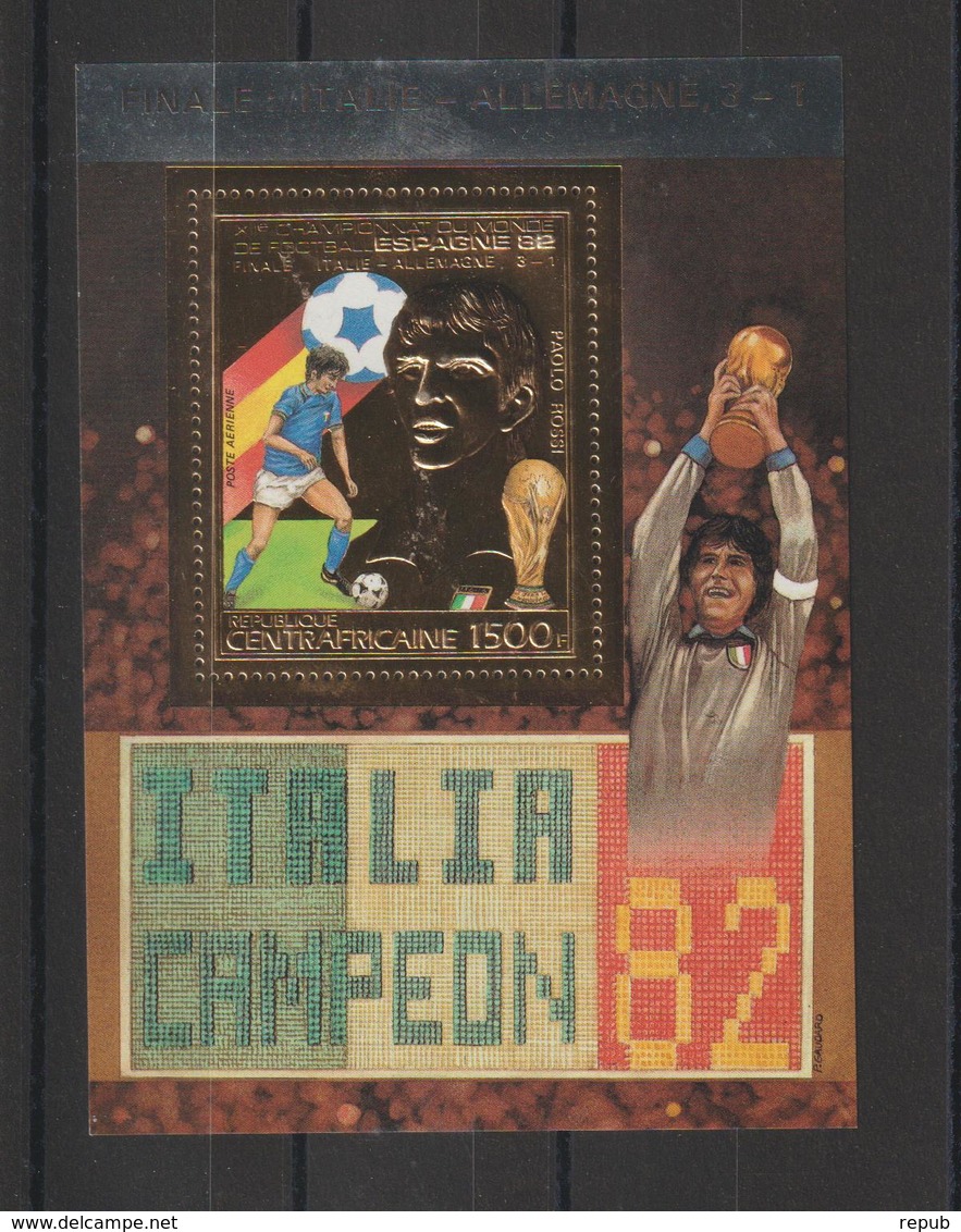 Centrafrique Bloc Doré 1983 Non Répertorié Yvert Vainqueur Coupe Du Monde Football Neuf ** MNH - Centrafricaine (République)