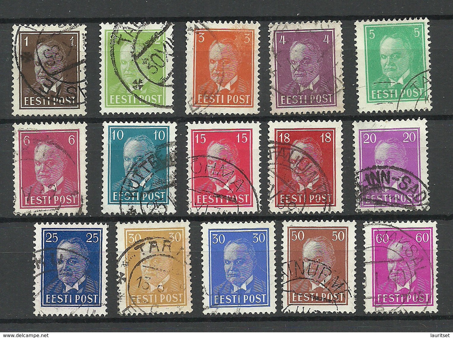 ESTLAND Estonia Estonie 1936-1940 Präsident Konstantin Päts, 15 Different O - Estonia