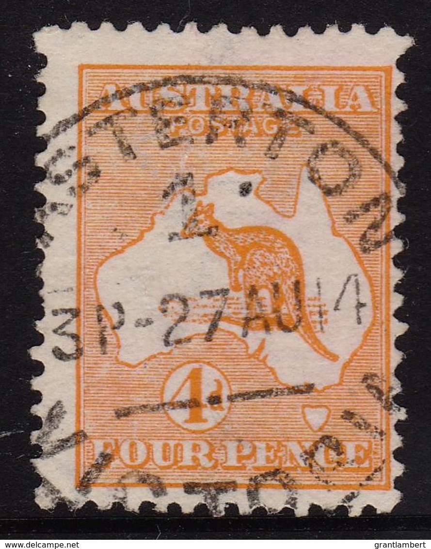 Australia 1913 Kangaroo 4d Orange 1st Watermark Used - CASTERTON, VIC - Used Stamps